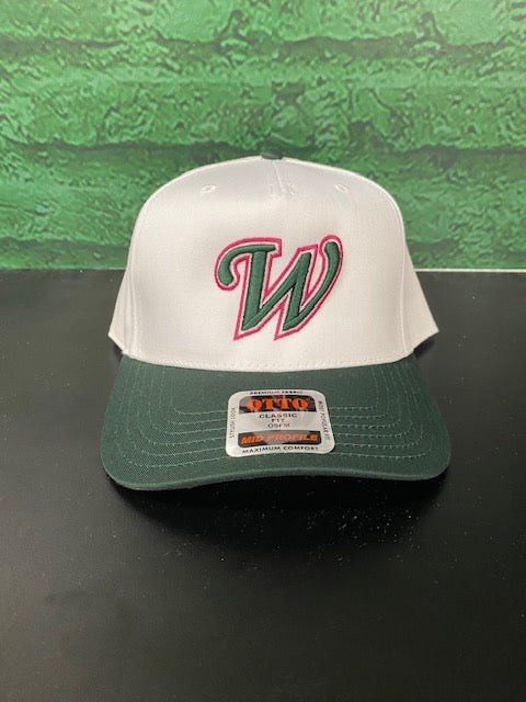Cap Trucker -"W" WHT/GRN/PINK