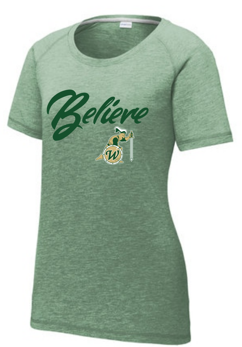 Ladies Scoop Neck Believe Tee