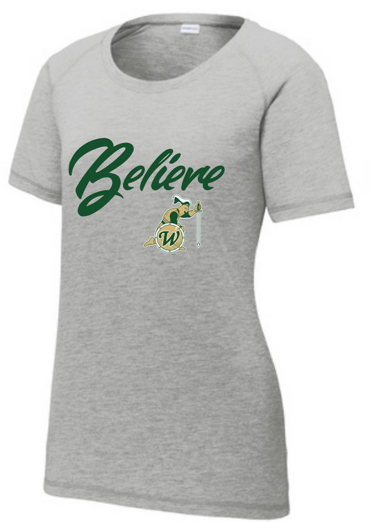 Ladies Scoop Neck Believe Tee