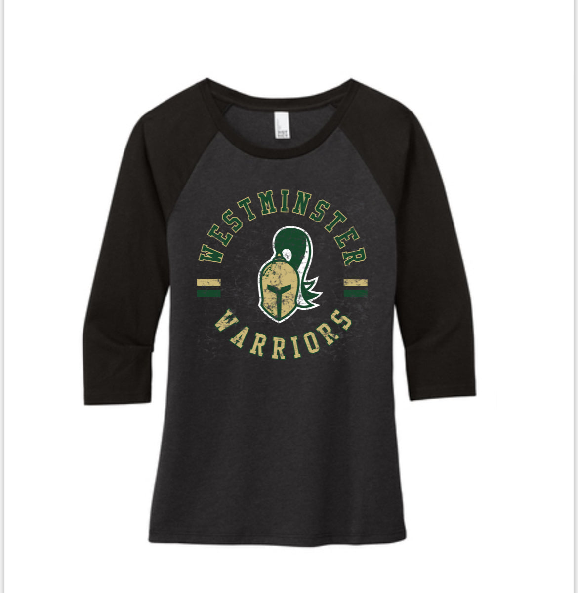 3/4 Sleeve - DISTRICT - Ladies - Westminster Warriors - Black Tri Blend