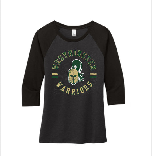 3/4 Sleeve - DISTRICT - Ladies - Westminster Warriors - Black Tri Blend